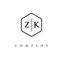 initial ZK logo design vector