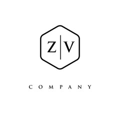 initial ZV logo design vector
