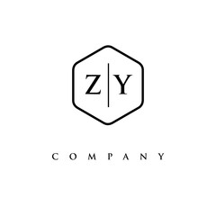 initial ZY logo design vector