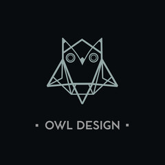 geometric style logo. geometric owl of lines