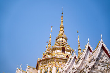 Fototapeta premium This is a temple of Thailand,Roof of a temple in Thailand. Traditional Thai style pattern on the roof of a temple.
