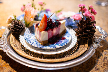 Homemade cheesecake with fresh berries