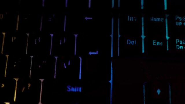 Close-up of professional gaming cyber sports keyboard background with RGB keyboard.