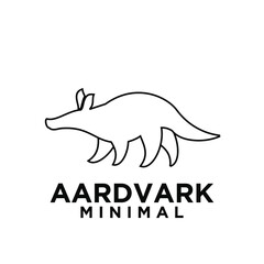 abstract minimal mono line black aardvark vector logo design