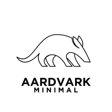 abstract minimal mono line black aardvark vector logo design