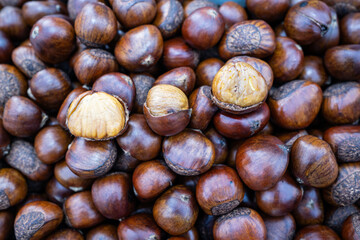 chestnuts roasted on the fire,peeled roasted chestnut,