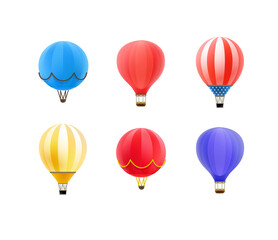Different air balloons vector clipart. Cartoon style 3d illustration