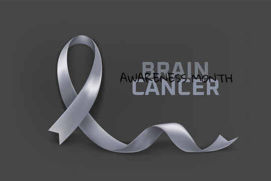 Brain Cancer Awareness month symbol. Grey awareness ribbon