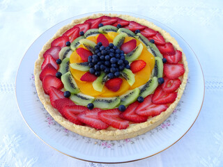 Delicious homemade fresh fruit tart 