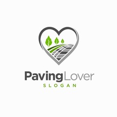 paving landscape logo with love concept