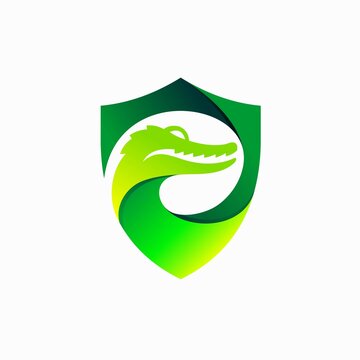 Crocodile logo with shield concept