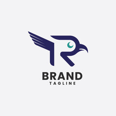 letter r and eagle head business logo icon design template