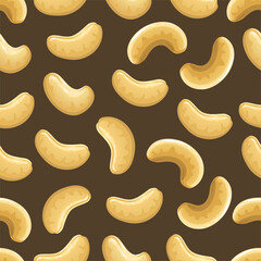 Seamless vector pattern with cashew nuts. Vector