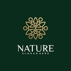 Collection of nature flower logo designs golden floral logo outline