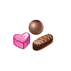 Vector set with chocolate and glossy candy