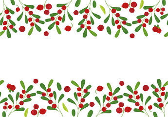 seamless border frame background cranberry. Vector illustration. Background design cranberry  for juice, tea, bakery with berry filling, farmers market, grocery ,health care products. 