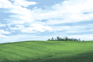 Fototapeta premium 北海道の青空と丘