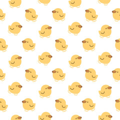 Seamless Pattern with Cartoon Duck Design on White Background
