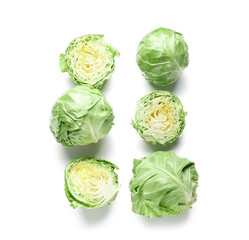 Fototapeta premium Fresh cabbages on white background