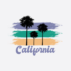 Vector illustration of letters, California beach, creative clothing, perfect for t-shirt designs, shirts, hoodies, etc.