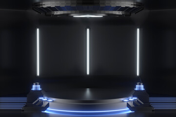 3D rendered sci-fi lighting booth