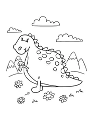 Foto op Plexiglas Leuke dinosaurus kleurboek pagina vectorillustratie kunst © Blue Foliage