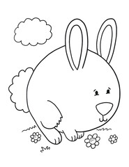 Cute Bunny Rabbit Coloring Book Page Vector Illustration Art