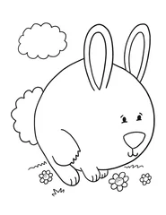 Foto op Plexiglas Schattig konijntje kleurboek pagina vectorillustratie kunst © Blue Foliage