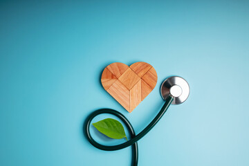 Health Care, Harmony and Organic Healthy Lifestyle Concept. Living and Close to Nature. Wooden...