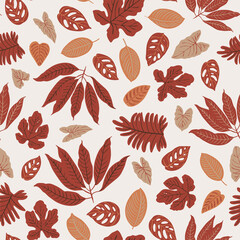 Tropics leaves seampless pattern vector modern. Color beige green, trend ornament