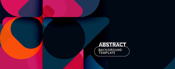 Flat geometric round shapes and dynamic lines, abstract background. Vector illustration for placards, brochures, posters and banners