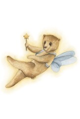 illustartion of a magic fairy bear wearing cute clothes