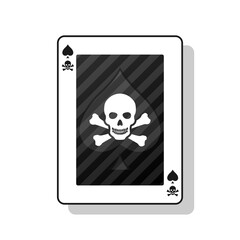 Death Card Black Heart Ace of Spades with Skull Playing Card