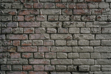 Aged vintage brick wall background, grungy bricks texture