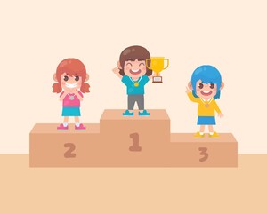 Happy cute kids girl celebrate win Premium Vector
