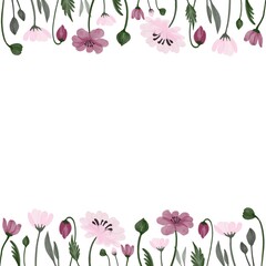 Beautiful floral frame background with pink flower
