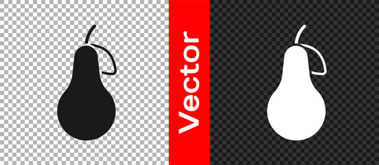 Black Pear icon isolated on transparent background. Fruit with leaf symbol. Vector