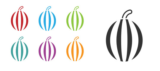Black Watermelon icon isolated on white background. Set icons colorful. Vector