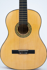 Fototapeta premium Acoustic guitar isolated on white background copy space for text