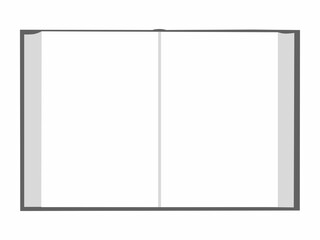 Colorless open blank note book. View from above. Copy space, Monochrome vector illustration on white background