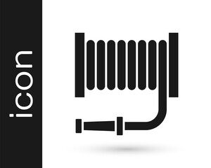 Black Fire hose reel icon isolated on white background. Vector
