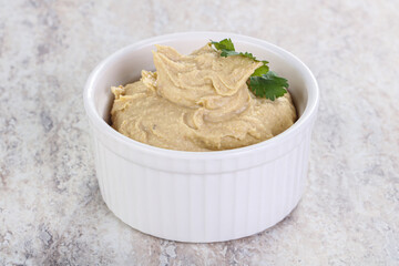 Traditional Jewish Hummus with olive oil