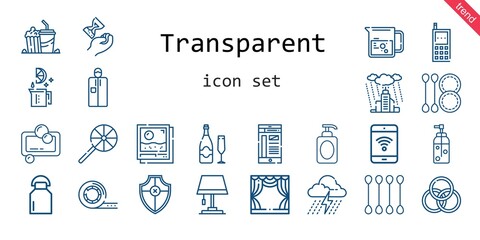 transparent icon set. line icon style. transparent related icons such as shield, rain, smartphone, storm, popcorn, lime, milk, photo, lamp, lollipop, portable, beaker,