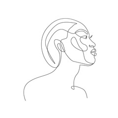 Continuous Line Drawing of Woman Face and Hairstyle, Fashion Minimalist Concept, Woman Beauty Drawing, Vector Illustration. Good for Prints, T-shirt, Banners, Slogan Design Modern Graphics Style