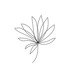 Vector Hand Drawn Line Art Tropical Leaves. Palm Leaf Continuous One Line Drawing. Art Floral Element, Good for T-shirt and Wall Art Prints, Logos, Cosmetics.