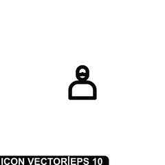 Simple Icon Man Vector Illustration Design. Outline Style, Black Solid Color.