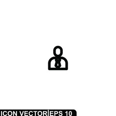 Simple Icon Man Use Tie Vector Illustration Design. Outline Style, Black Solid Color.