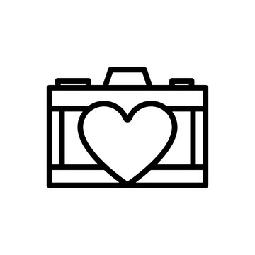 Wedding camera icon line style vector