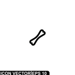 Simple Icon Bone Vector Illustration Design. Outline Style, Black Solid Color.