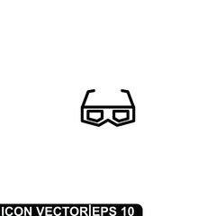 Simple Icon Cinema Glasses Vector Illustration Design. Outline Style, Black Solid Color.